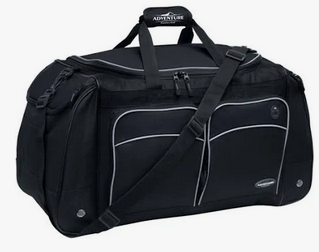 28" Black Duffel Bag, nylon with two front pockets