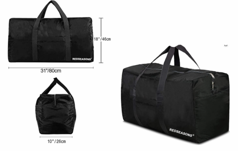 96L Nylon JUMBO TOTE BAG with straps and zipper_Foldable