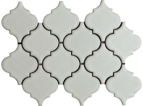 Antique White Arabesque Glazed Mesh Mosaic Lantern Tile