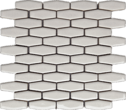 Antique White Elongated Hexagon Glazed Mosaic Wall Tile