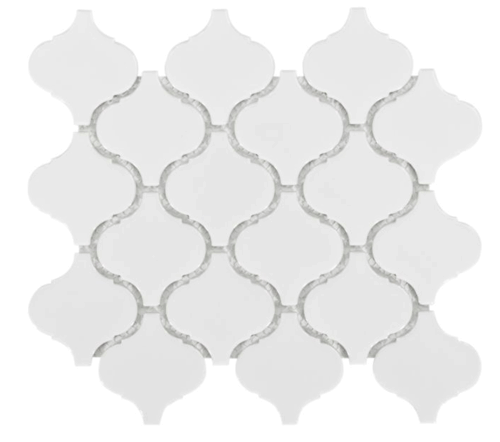 Arabesque Lantern Beacon Gloss White Porcelain Mosaic Wall Tile