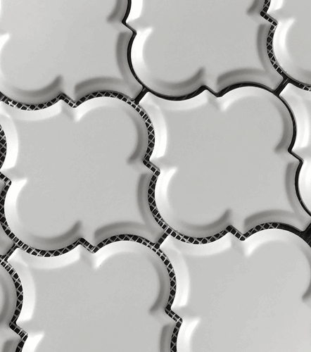 Arabesque Vento Gray Beveled Matte on a Mesh Mosaic Tile