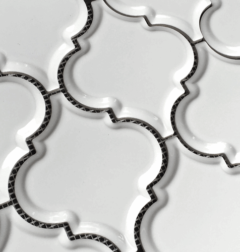 Arabesque Whisper White Beveled Matte Mesh Mosaic