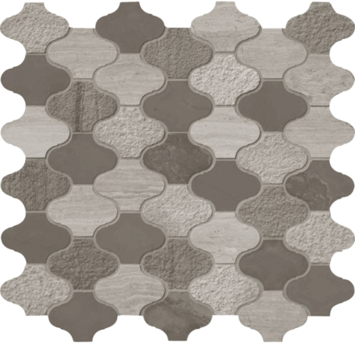Arctic Storm Arabesque Multi Finish Mesh Mounted Marble Mosaic
