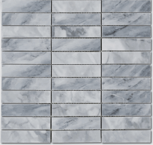 Bardiglio Gray 1x4" Stacked Polished Marble Mosaic Floor and Wall Tile