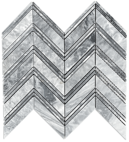 Bardiglio Gray Chevron 1x4 Honed Marble Mosaic Floor Wall Tile