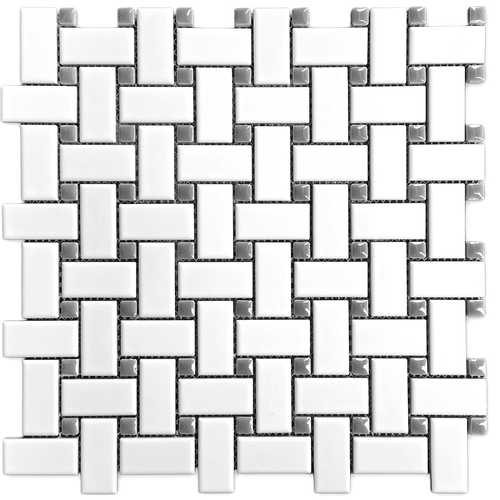 Basketweave Gray Dot Mosaic Porcelain Gloss Floor Wall Tile