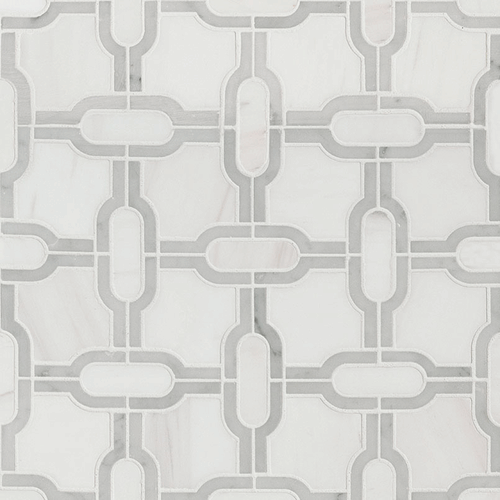 Carrara Bianco Gridwork Polished Marble Floor and Wall Tile
