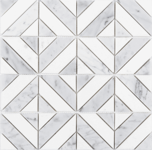 Bianco Thassos Parquet Honed Matte Marble Mosaic Floor Wall Tile