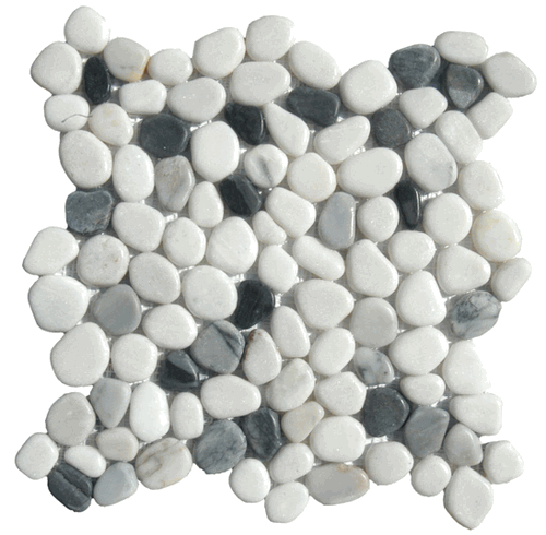 Black and White Pebbles Tumbled Pattern Floor and Wall Tile
