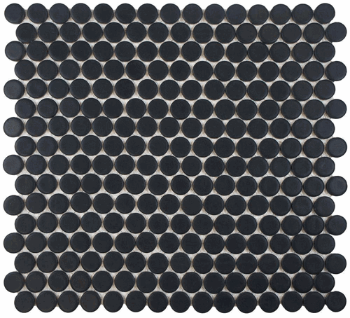 Black Penny Round Matte Finish Porcelain 3/4" Mosaic