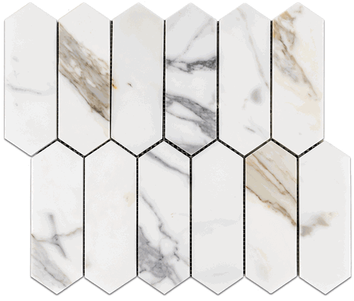 Calacatta Gold Honed Picket Marble Mosaic Floor and Wall Tile