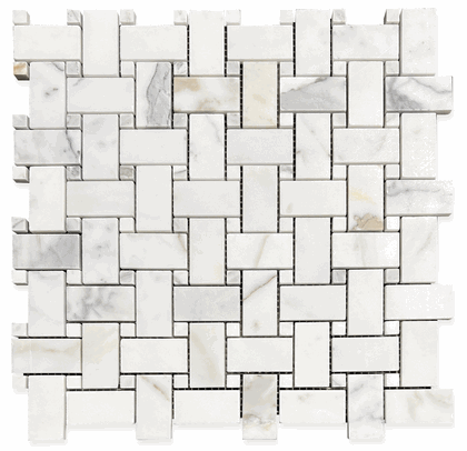 Calacatta Gold Honed Basketweave 1x2 Marble Mosaic Tile