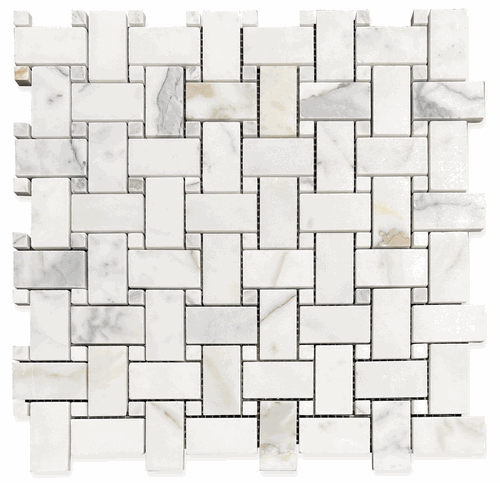Calacatta Gold Honed Basketweave 1x2 Marble Mosaic Tile
