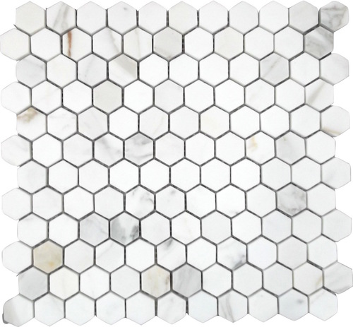 Calacatta Gold Marble 1" Hexagon Mosaic Polished