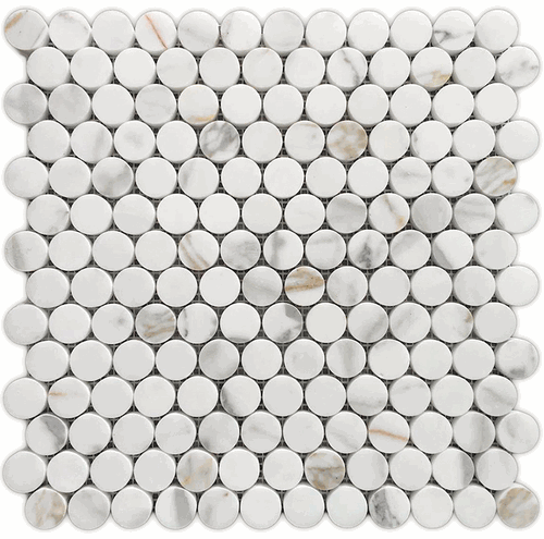 Calacatta Gold Penny Round Polished Marble Mosaic Tile