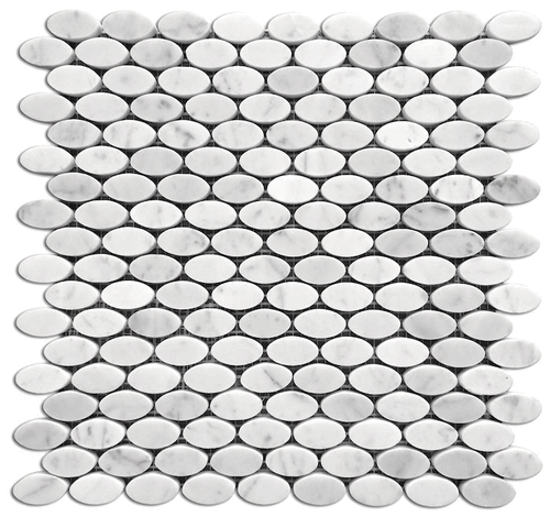 Carrara Bianco Ellipse Oval Mosaic Tile Polished Marble Mosaic