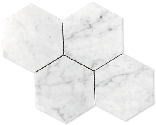 Carrara Bianco Hexagon 7 Inch Honed Mesh Marble Mosaic Tile