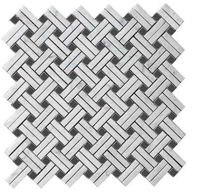 Carrara Bianco Honed Bardiglio Dot Diagonal Weave Mosaic