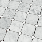 Carrara Bianco Honed 2" Octagon Thassos White Dot Mosaic
