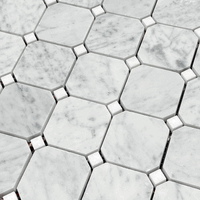 Carrara Bianco Honed 2" Octagon Thassos White Dot Mosaic