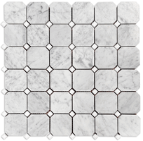 Carrara Bianco Honed 2" Octagon Thassos White Dot Mosaic