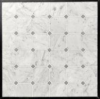 Carrara Bianco Honed 3" Octagon Bardiglio Gray Dot Marble Mosaic