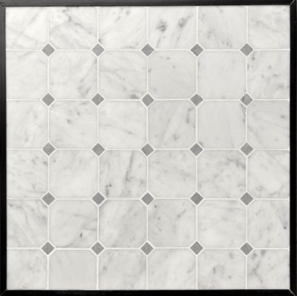 Carrara Bianco Honed 3" Octagon Bardiglio Gray Dot Marble Mosaic