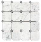 Carrara Bianco Honed 3" Octagon Bardiglio Gray Dot Marble Mosaic