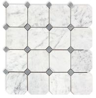 Carrara Bianco Honed 3" Octagon Bardiglio Gray Dot Marble Mosaic