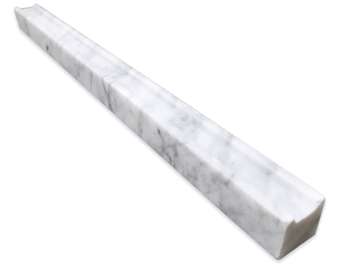 Carrara Bianco Honed Marble Groove Square Edge Pencil