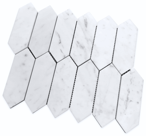 Carrara Bianco Matte Honed Picket Marble Mosaic Floor and Wall Tile