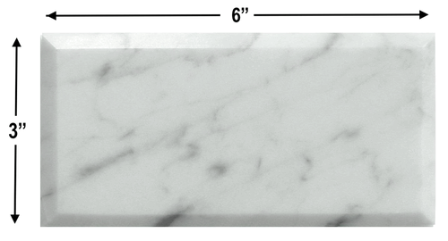 Carrara Bianco Polished 3x6 Beveled Pillowed Marble Tile