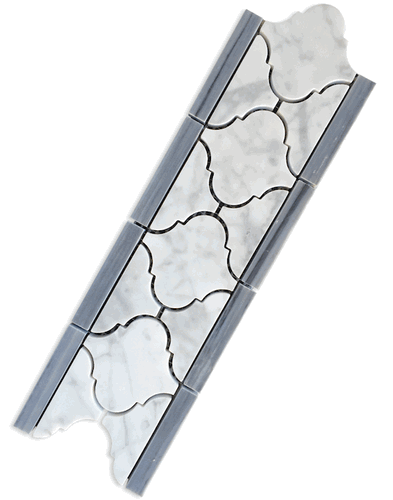 Carrara Bianco Polished Arabesque Border Bardiglio Gray Marble Edge