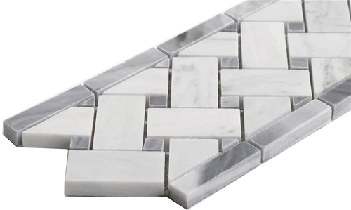 Carrara Bianco Polished Basketweave Bardiglio Marble Border