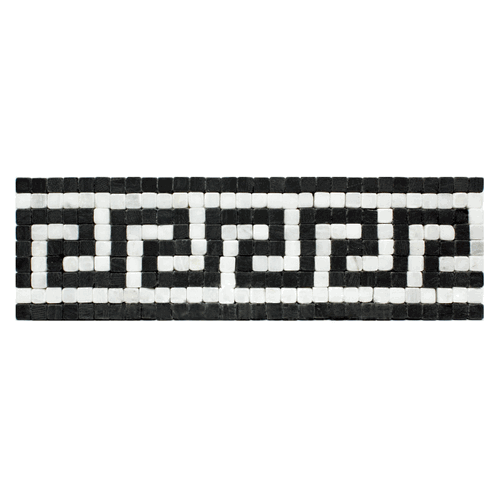 Carrara Bianco Tumbled & Honed 3.5" x 11" Greek Key Marble Border