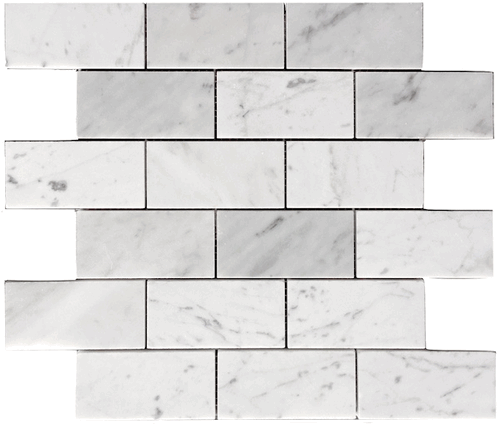 Carrara (Carrera) Bianco 2x4" Polished Marble Mosaic Tile