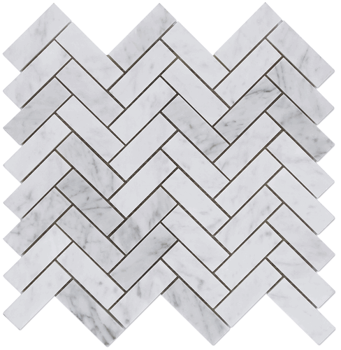 Carrara Bianco Matte Honed 1x3 Herringbone Marble Mosaic Tile
