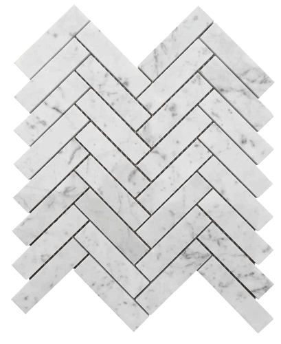 Carrara Bianco Honed 1x4 Herringbone Marble Mosaic Tile