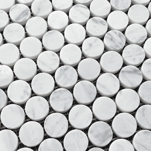 Carrara (Carrera) Bianco Honed 3/4" Penny Rounds Mosaic Tile