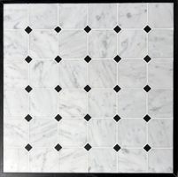 Carrara Bianco Honed 3" Octagon Nero Black Dot Marble Mosaic