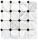 Carrara Bianco Honed 3" Octagon Nero Black Dot Marble Mosaic