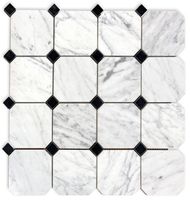 Carrara Bianco Honed 3" Octagon Nero Black Dot Marble Mosaic
