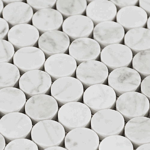 Carrara (Carrera) Bianco Polished 1" Penny Rounds Mosaic Tile