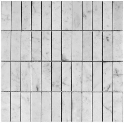 Carrara Bianco Marble 1x3 Stacked Brick Polished Mosaic Tile