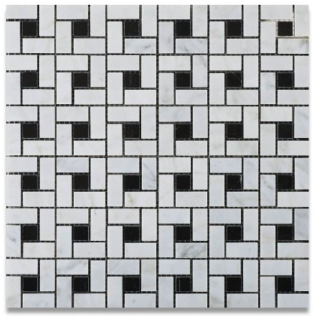 Carrara (Carrera) Bianco Pinwheel Honed Marble Mosaic Tile