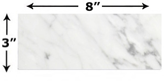 Carrara Bianco Polished 3x8" Subway Floor and Wall Marble Tile