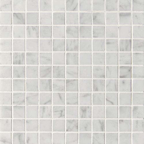 Carrara (Carrera) Bianco Square 1x1" Polished Marble Mosaic Tile 