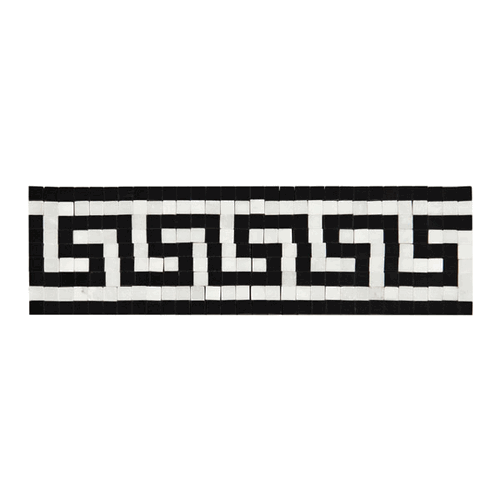 Carrara Bianco Honed 3.5" x 11" Greek Key Nero Marble Border