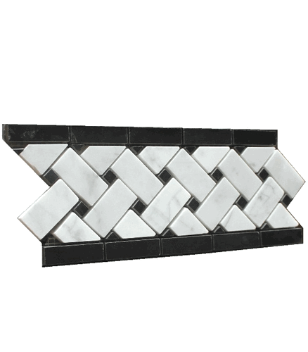 Carrara Venato Polished Basketweave Black Marble Nero Marquina Border